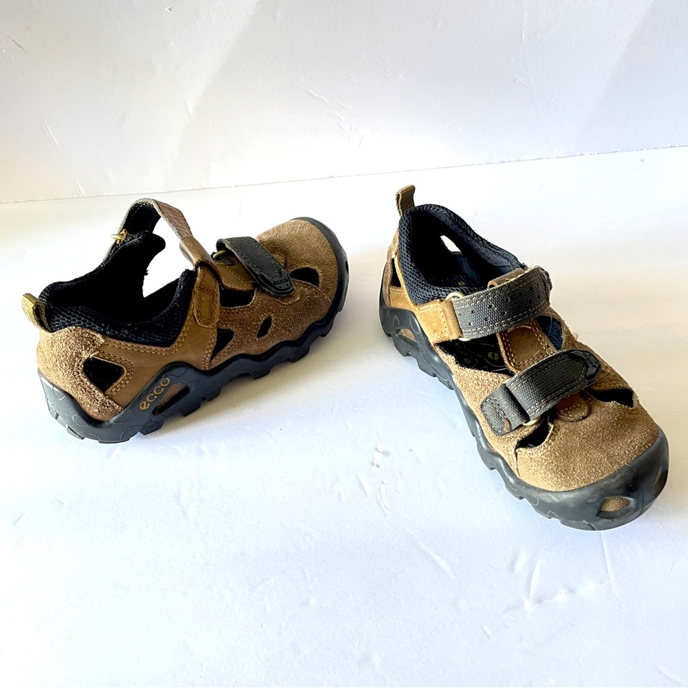 Ecco Brown & Black Durable Comfort Kids Closed Toe Velcro Gorpcore Sandals 12